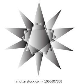 Symbols and symmetrical geometric pattern, fractal, pentagram, icon rune
