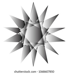 Symbols and symmetrical geometric pattern, fractal, pentagram, icon rune