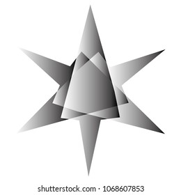 Symbols and symmetrical geometric pattern, fractal, pentagram, icon rune