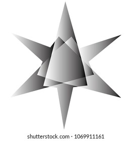Symbols and symmetrical geometric pattern, fractal, pentagram, icon rune
