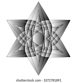 Symbols and symmetrical geometric pattern, fractal, pentagram, icon, rune