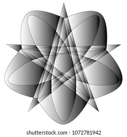 Symbols and symmetrical geometric pattern, fractal, pentagram, icon, rune