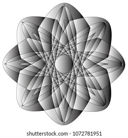 Symbols and symmetrical geometric pattern, fractal, pentagram, icon, rune