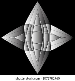 Symbols and symmetrical geometric pattern, fractal, pentagram, icon, rune