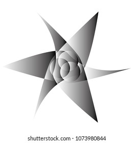Symbols and symmetrical geometric pattern, fractal, pentagram, icon rune