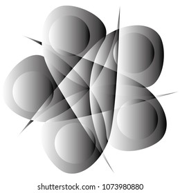 Symbols and symmetrical geometric pattern, fractal, pentagram, icon rune