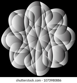 Symbols and symmetrical geometric pattern, fractal, pentagram, icon rune