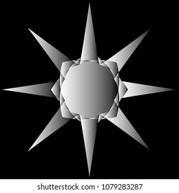 Symbols and symmetrical geometric pattern, fractal, pentagram, icon rune