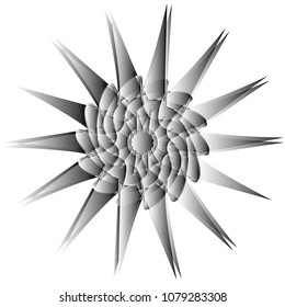 Symbols and symmetrical geometric pattern, fractal, pentagram, icon rune