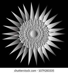 Symbols and symmetrical geometric pattern, fractal, pentagram, icon rune