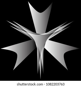 Symbols and symmetrical geometric pattern, fractal, pentagram, icon rune