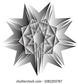 Symbols and symmetrical geometric pattern, fractal, pentagram, icon rune