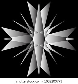Symbols and symmetrical geometric pattern, fractal, pentagram, icon rune
