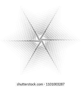 Symbols and symmetrical geometric pattern, fractal, pentagram, icon rune