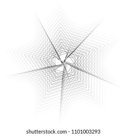 Symbols and symmetrical geometric pattern, fractal, pentagram, icon rune
