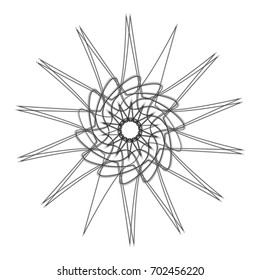 Symbols and symmetrical geometric pattern, fractal, pentagram icon