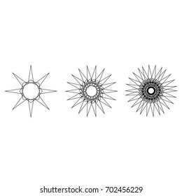 Symbols and symmetrical geometric pattern, fractal, pentagram icon