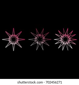 Symbols and symmetrical geometric pattern, fractal, pentagram icon