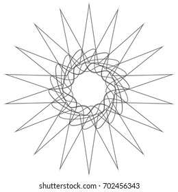 Symbols and symmetrical geometric pattern, fractal, pentagram icon