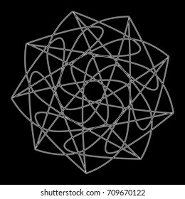 Symbols and symmetrical geometric pattern, fractal, pentagram icon