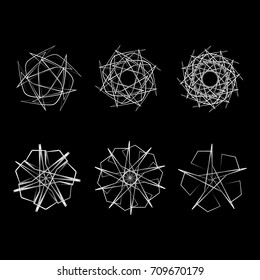 Symbols and symmetrical geometric pattern, fractal, pentagram icon