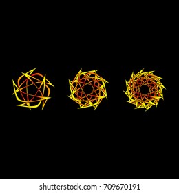 Symbols and symmetrical geometric pattern, fractal, pentagram icon