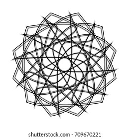 Symbols and symmetrical geometric pattern, fractal, pentagram icon