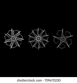 Symbols and symmetrical geometric pattern, fractal, pentagram icon