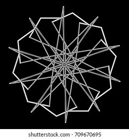 Symbols and symmetrical geometric pattern, fractal, pentagram icon