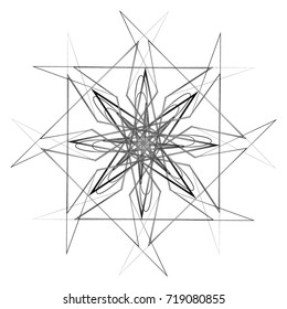Symbols and symmetrical geometric pattern, fractal, pentagram icon