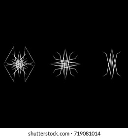 Symbols and symmetrical geometric pattern, fractal, pentagram icon