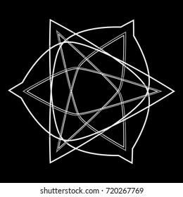 Symbols and symmetrical geometric pattern, fractal, pentagram, icon rune vector EPS10