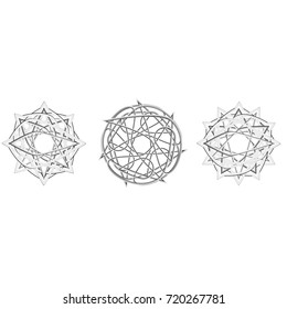 Symbols and symmetrical geometric pattern, fractal, pentagram, icon rune vector EPS10