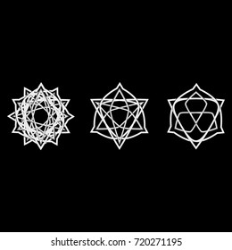 Symbols and symmetrical geometric pattern, fractal, pentagram, icon rune vector EPS10