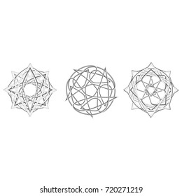 Symbols and symmetrical geometric pattern, fractal, pentagram, icon rune vector EPS10