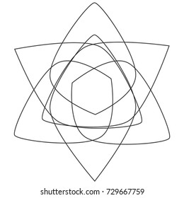 Symbols and symmetrical geometric pattern, fractal, pentagram, icon rune