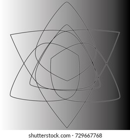 Symbols and symmetrical geometric pattern, fractal, pentagram, icon rune