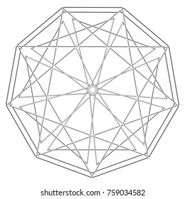 Symbols and symmetrical geometric pattern, fractal, pentagram, icon rune