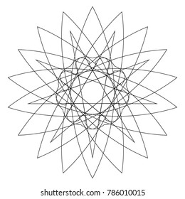 Symbols and symmetrical geometric pattern, fractal, pentagram, icon rune