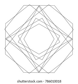 Symbols and symmetrical geometric pattern, fractal, pentagram, icon rune