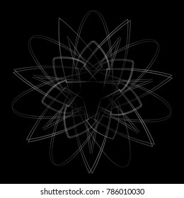 Symbols and symmetrical geometric pattern, fractal, pentagram, icon rune