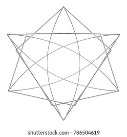 Symbols and symmetrical geometric pattern, fractal, pentagram, icon rune
