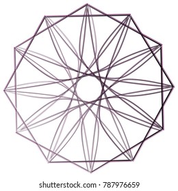 Symbols and symmetrical geometric pattern, fractal, pentagram, icon rune