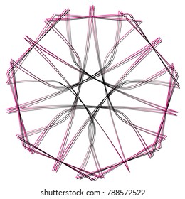 Symbols and symmetrical geometric pattern, fractal, pentagram, icon rune