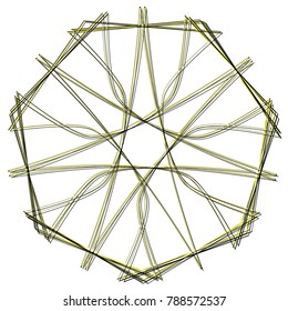 Symbols and symmetrical geometric pattern, fractal, pentagram, icon rune