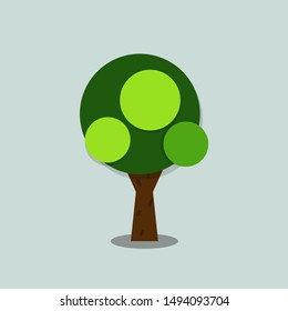 Symbols, tree icon green with beautiful leaves,Vector illustration