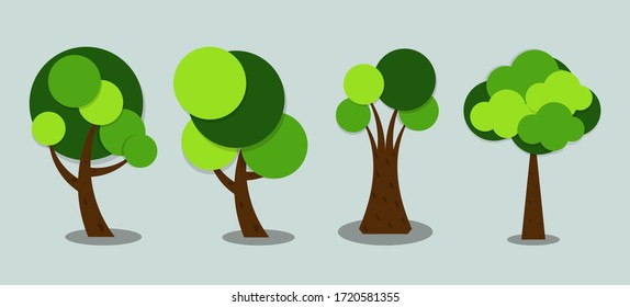 Symbols, tree icon green with beautiful leaves,Vector illustration