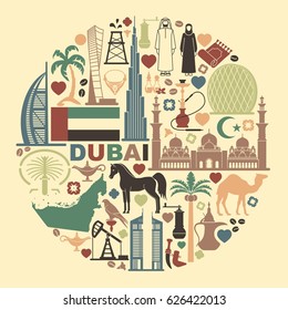 Symbols Of The United Arab Emirates in the form of a circle