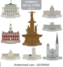 Symbols of US cities. Set 2. Vector for you design