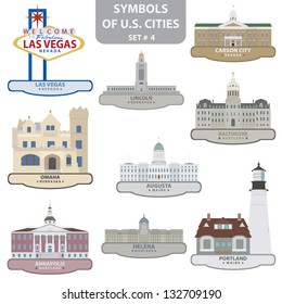 Symbols of US cities. Set 4. Vector for you design